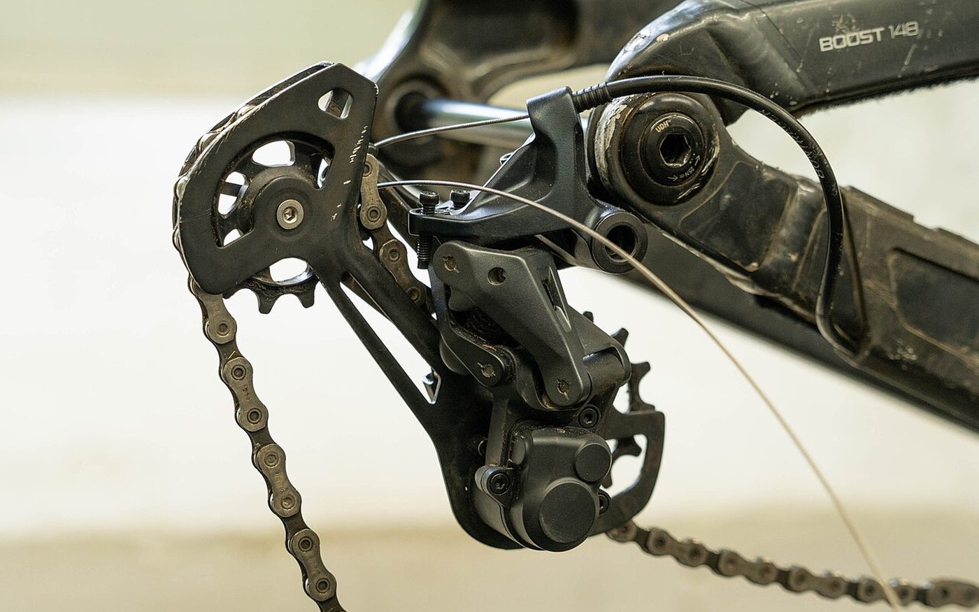 Dérailleur arrière Shimano en gros plan